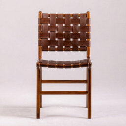 Where Saints Go Ltd London Dining Chair, Brown Woven Leather, Solid Teak Frame By Where Saints Go - thumbnail 5