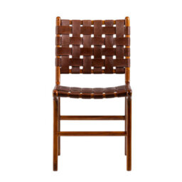 Where Saints Go Ltd London Dining Chair, Brown Woven Leather, Solid Teak Frame By Where Saints Go - thumbnail 4