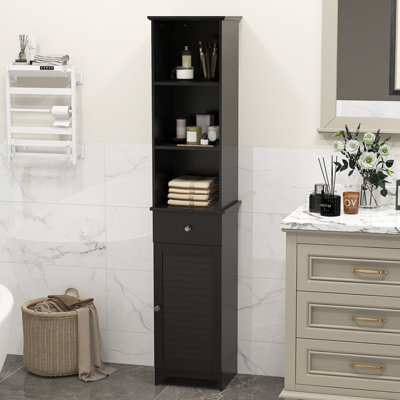 Costway 164 Cm Freestanding Bathroom Storage Cabinet W/ 3 Open Shelves & Door Cabinet - image 1