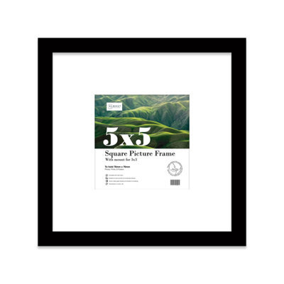 "5X5"" Black Picture Frame - 5X5"" Square Frame With 3X3"" Mount For 5X5""/3X3"" Pictures Art Deco Style Room Decor, 1 Pack" - image 1