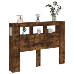 Berkfield Led Headboard Smoked Oak 140X18.5X103.5 Cm Engineered Wood - thumbnail 4