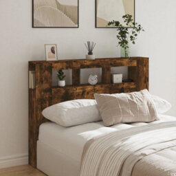 Berkfield Led Headboard Smoked Oak 140X18.5X103.5 Cm Engineered Wood - thumbnail 3