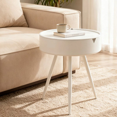 White Round Side Table, Multi-Use Indoor Outdoor - image 1