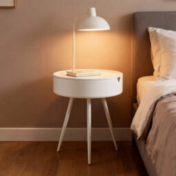 White Round Side Table, Multi-Use Indoor Outdoor - thumbnail 4