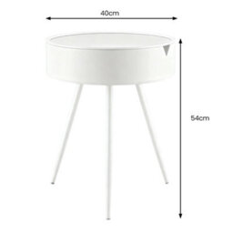 White Round Side Table, Multi-Use Indoor Outdoor - thumbnail 2