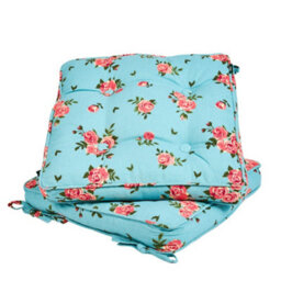 Dibor Set Of 2 Floral Blue Summer Outdoor Garden Chair Seat Pad Box Cushions - thumbnail 2