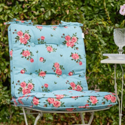 Dibor Set Of 2 Floral Blue Summer Outdoor Garden Chair Seat Pad Box Cushions - thumbnail 1