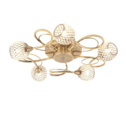 Luminosa Lighting Luminosa Aherne 5 Light Semi Flush Antique Brass With Antique Brass Wire, Bead Shade, G9 - thumbnail 1