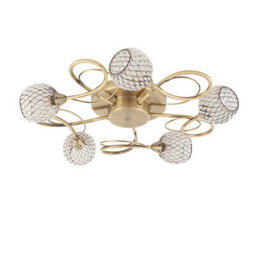 Luminosa Lighting Luminosa Aherne 5 Light Semi Flush Antique Brass With Antique Brass Wire, Bead Shade, G9 - thumbnail 2