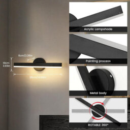 Led Wall Lights Indoor Wall Lamp Black Warm Light Sconce 38Cm - thumbnail 4
