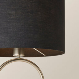 Valuelights Antonia Black Fabric Drum Lamp Shade Brushed Chrome Oval Table Lamp - thumbnail 4