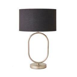 Valuelights Antonia Black Fabric Drum Lamp Shade Brushed Chrome Oval Table Lamp - thumbnail 7