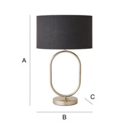 Valuelights Antonia Black Fabric Drum Lamp Shade Brushed Chrome Oval Table Lamp - thumbnail 6