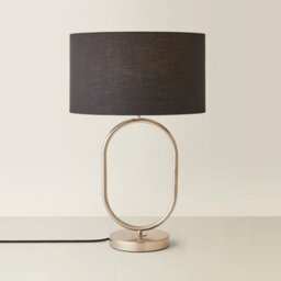 Valuelights Antonia Black Fabric Drum Lamp Shade Brushed Chrome Oval Table Lamp - thumbnail 2