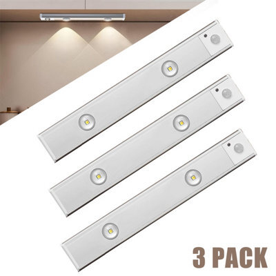 3Pcs Motion Sensor Closet Lights, 20Cm Rechargeable 3 Color Temps Magnetic Dimmable Cabinet Lights For Wardrobe, Pantry - image 1
