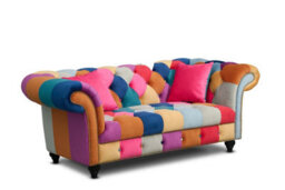 Multicoloured Velvet Patchwork 3 + 2 Seater Chesterfield Sofa Set For Living Room Portofino - thumbnail 3