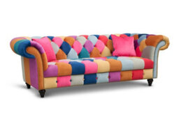 Multicoloured Velvet Patchwork 3 + 2 Seater Chesterfield Sofa Set For Living Room Portofino - thumbnail 2