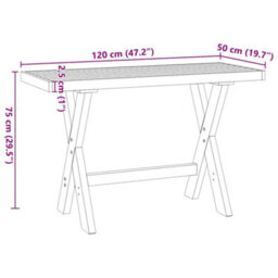 Walplus Desk Noain X-Shaped Legs 120X50X75 Cm Solid Wood Pine - thumbnail 9
