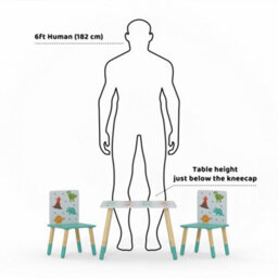 Kidsaw Childrens Dinosaur Table & Chairs Set, Preschoolers Study Activity, Kids Or Toddlers - thumbnail 3
