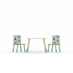 Kidsaw Childrens Dinosaur Table & Chairs Set, Preschoolers Study Activity, Kids Or Toddlers - thumbnail 2