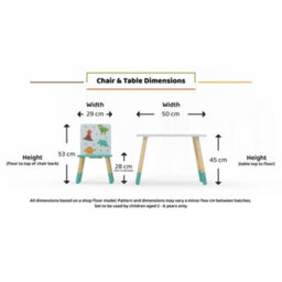 Kidsaw Childrens Dinosaur Table & Chairs Set, Preschoolers Study Activity, Kids Or Toddlers - thumbnail 4