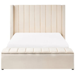 Beliani Bed With Storage Bench Velvet Noyers 140 X 200 Cm (Eu Double) Off-White - thumbnail 5