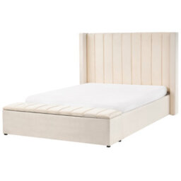 Beliani Bed With Storage Bench Velvet Noyers 140 X 200 Cm (Eu Double) Off-White - thumbnail 4