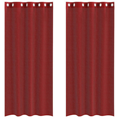 Berkfield Durable Voile Curtains With Grommets 2 Pcs Wine Red