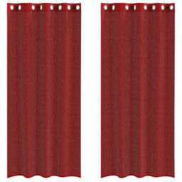 Berkfield Durable Voile Curtains With Grommets 2 Pcs Wine Red