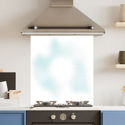 Choose Your Print Premium 59.5 X 74.5Cm White Blue Dots 6mm Glass Toughened Kitchen Splashback - image 1