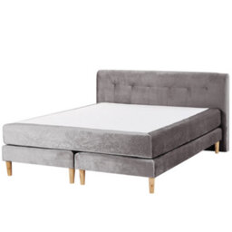 Beliani Divan Bed Velvet Marquise 160 X 200 Cm (Eu King Size) Grey - thumbnail 1