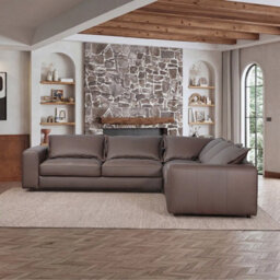 Xample Simon Li Westbrook Brown Leather Corner Sofa, Top Grain Leather, Solid Wood Frame, Foam Cushions, Zippered Back Cushions, L-Shaped - thumbnail 4