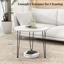 Gainoom White Round Coffee Table Small Faux Marble Accent Table W/ Thickened Tabletop & Metal Tripod Legs - thumbnail 8