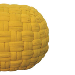 Wyld Haus Lucca Mustard Cotton Woven Pouffe Oval 480X360mm - thumbnail 5