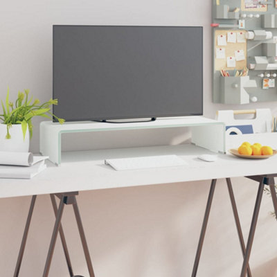 Berkfield Tv Stand/monitor Riser Glass White 70X30X13 Cm - image 1