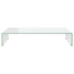 Berkfield Tv Stand/monitor Riser Glass White 70X30X13 Cm - thumbnail 3