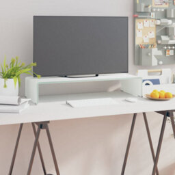 Berkfield Tv Stand/monitor Riser Glass White 70X30X13 Cm