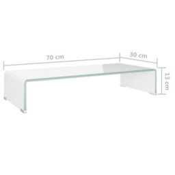 Berkfield Tv Stand/monitor Riser Glass White 70X30X13 Cm - thumbnail 6