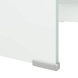 Berkfield Tv Stand/monitor Riser Glass White 70X30X13 Cm - thumbnail 5