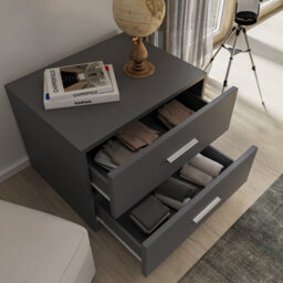 Urbn-Living Urbnliving 3 Piece Wooden Kids Bedroom Set Wardrobe Chest Cabinet Bedside Table Grey - thumbnail 5