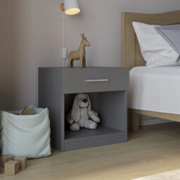Urbn-Living Urbnliving 3 Piece Wooden Kids Bedroom Set Wardrobe Chest Cabinet Bedside Table Grey - thumbnail 6