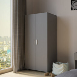 Urbn-Living Urbnliving 3 Piece Wooden Kids Bedroom Set Wardrobe Chest Cabinet Bedside Table Grey - thumbnail 2