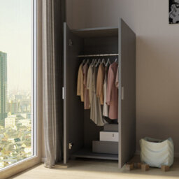 Urbn-Living Urbnliving 3 Piece Wooden Kids Bedroom Set Wardrobe Chest Cabinet Bedside Table Grey - thumbnail 3