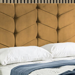 "Urban Textures Luxury 26"" High Velvet Fabric Upholstered Amelia Chevron Buttoned Headboard - Mustard" - thumbnail 1
