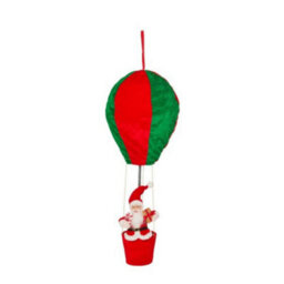 Samuel Alexander 80Cm Red And Green Santa's Hot Air Balloon Hanging Christmas Decoration - thumbnail 2