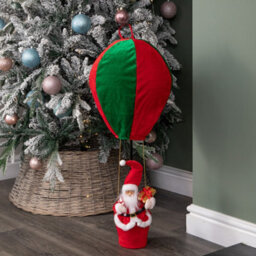 Samuel Alexander 80Cm Red And Green Santa's Hot Air Balloon Hanging Christmas Decoration - thumbnail 7