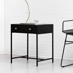 MH London Brockwell Metal Nightstand Bedside Side Table Nightstand With Drawer In Black - thumbnail 1