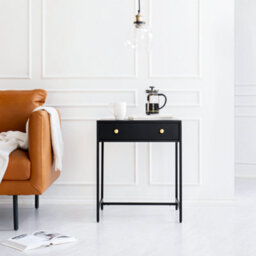 MH London Brockwell Metal Nightstand Bedside Side Table Nightstand With Drawer In Black - thumbnail 2