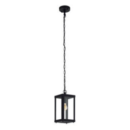 Eglo Alamonte 1 Black And Clear Glass And Metal 1 Light Hanging Pendant, (D) 15Cm - thumbnail 3