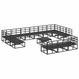 Berkfield Garden Sofa Set With Cushion 14 Pcs Black Aluminium - thumbnail 8